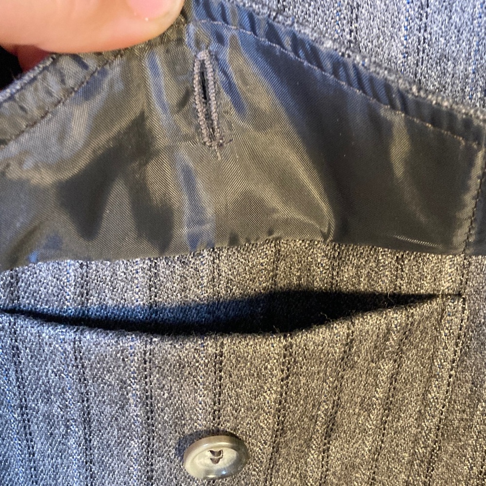 Y2K Harve Benard Wool Cropped Shacket 12 Pinstripe Charcoal Gray Stockholm Style - Picture 6 of 9
